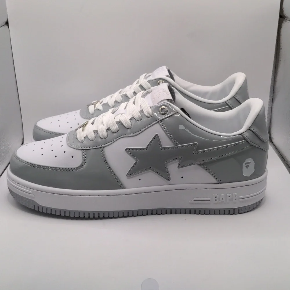 New A Bathing Ape Bapesta Men's Sneakers Light Grey Sz 12 - Picture 3 of 13